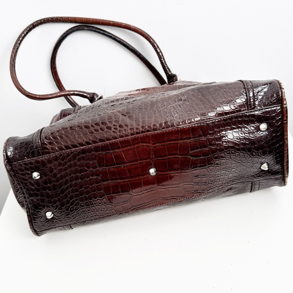 Oversized shoulder bag Crocodile-Embossed Brown Handbag - Picture 3 of 10